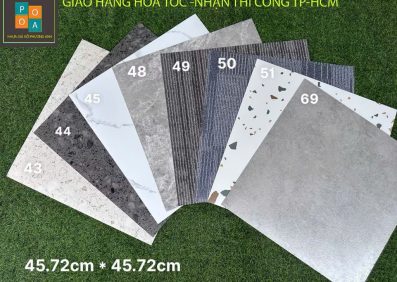 Sàn nhựa giả đá vuông bóc dán
